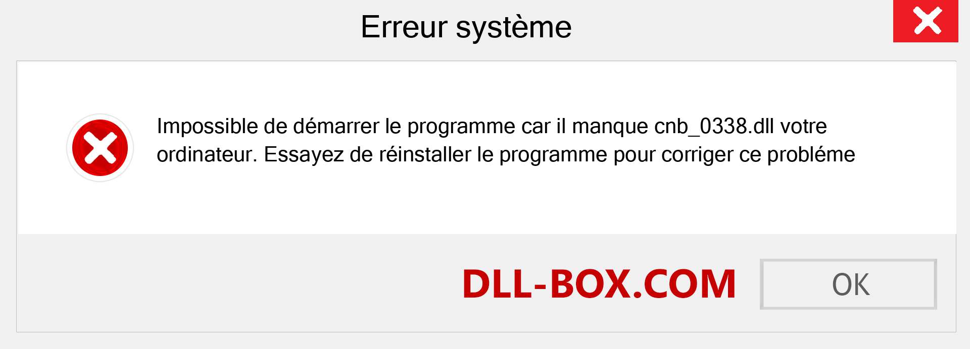Le fichier cnb_0338.dll est manquant ?. Télécharger pour Windows 7, 8, 10 - Correction de l'erreur manquante cnb_0338 dll sur Windows, photos, images